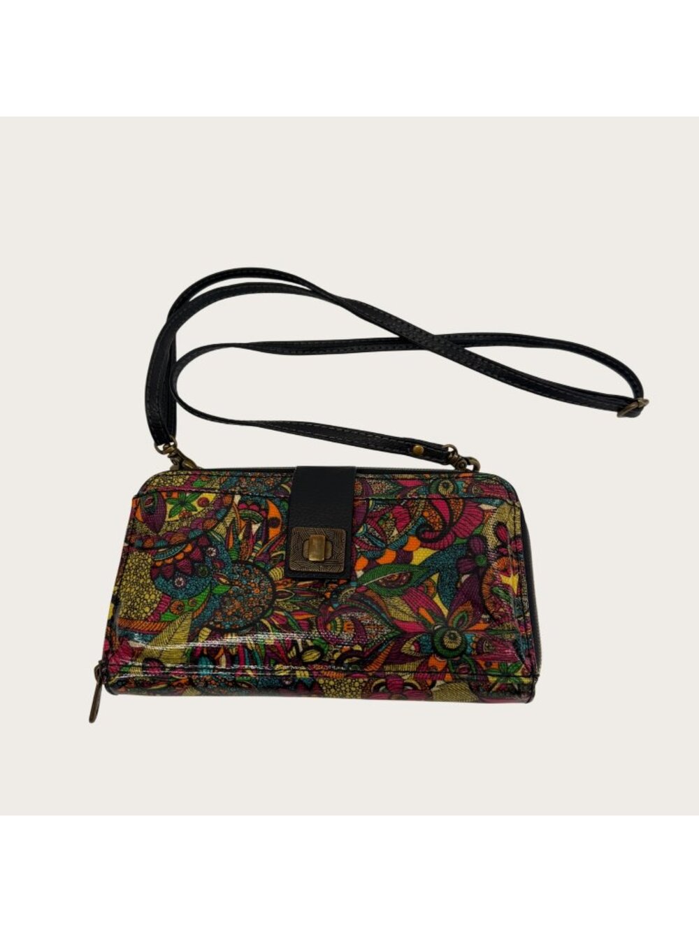 Sakroots Womens Crossbody Wallet With Multicolor Floral Print & Adjustable Strap